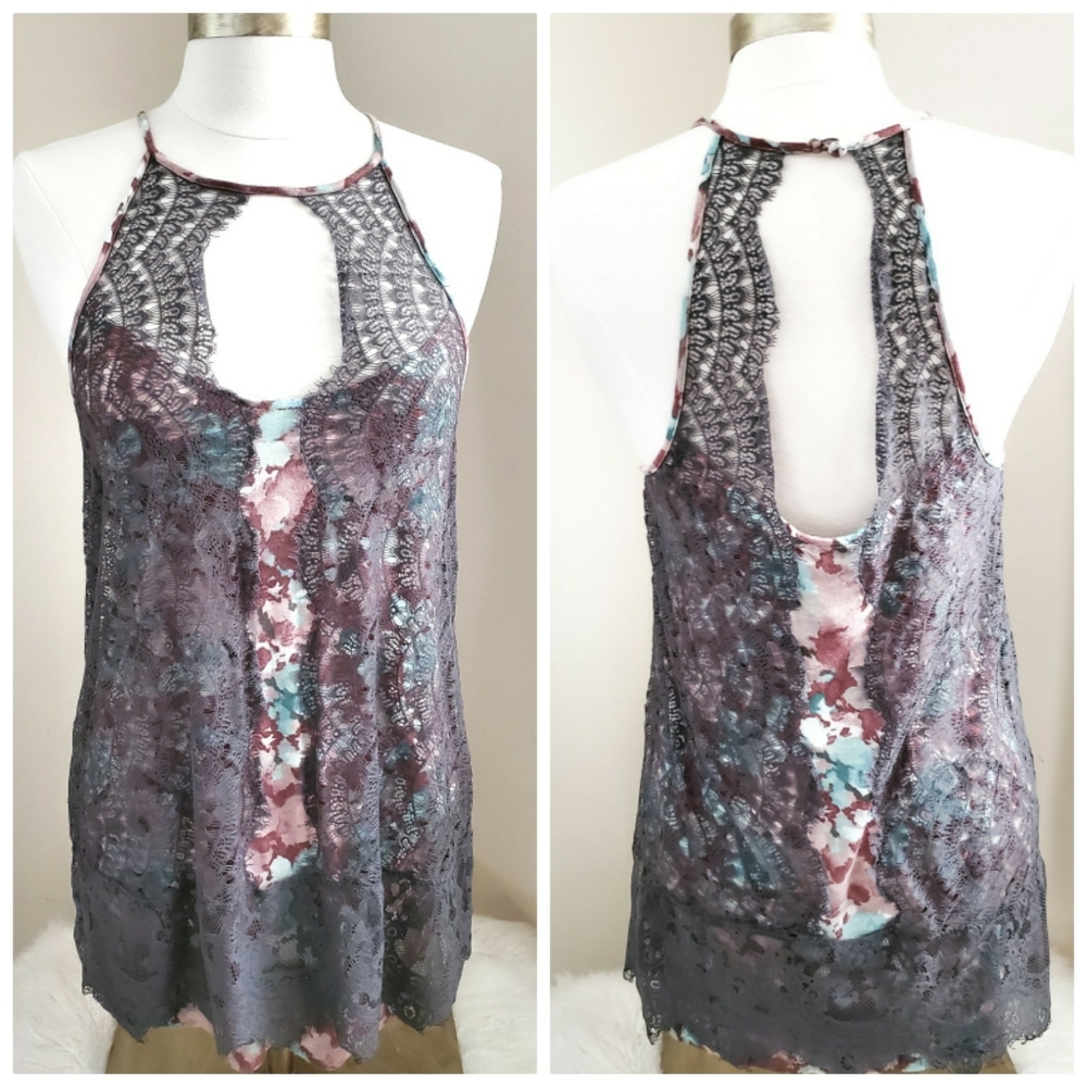 Anthropologie 9-H15 STCL Lace Keyhole Tank Top